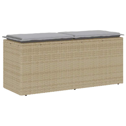 Tuinbank met kussen 110x40x44 cm poly rattan beige