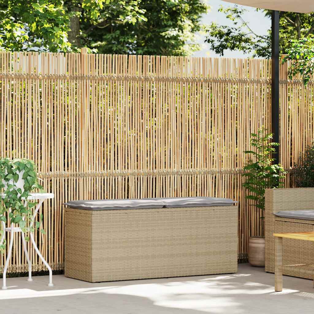 Tuinbank met kussen 110x40x44 cm poly rattan beige