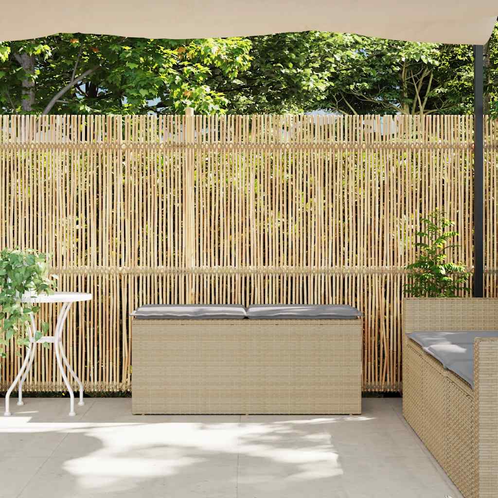 Tuinbank met kussen 110x40x44 cm poly rattan beige