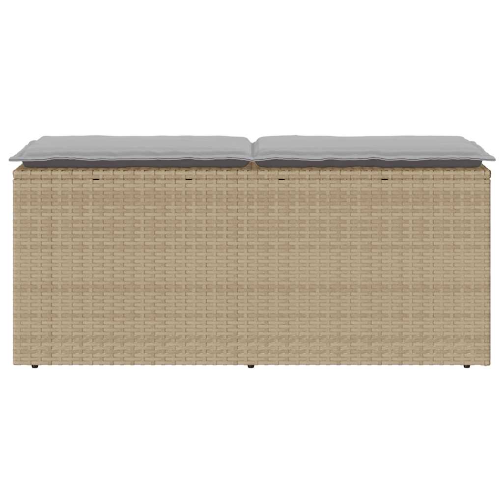 Tuinbank met kussen 110x40x44 cm poly rattan beige