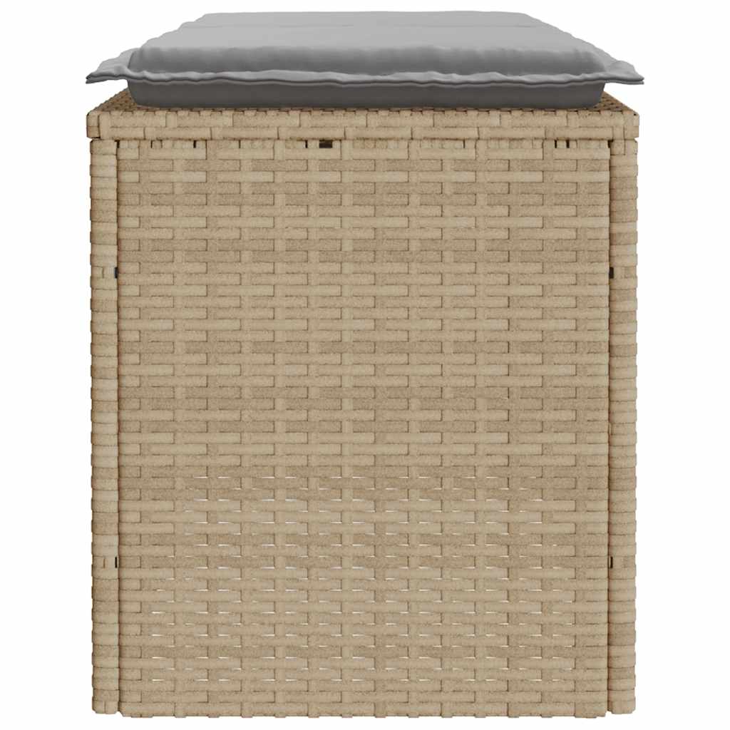 Tuinbank met kussen 110x40x44 cm poly rattan beige