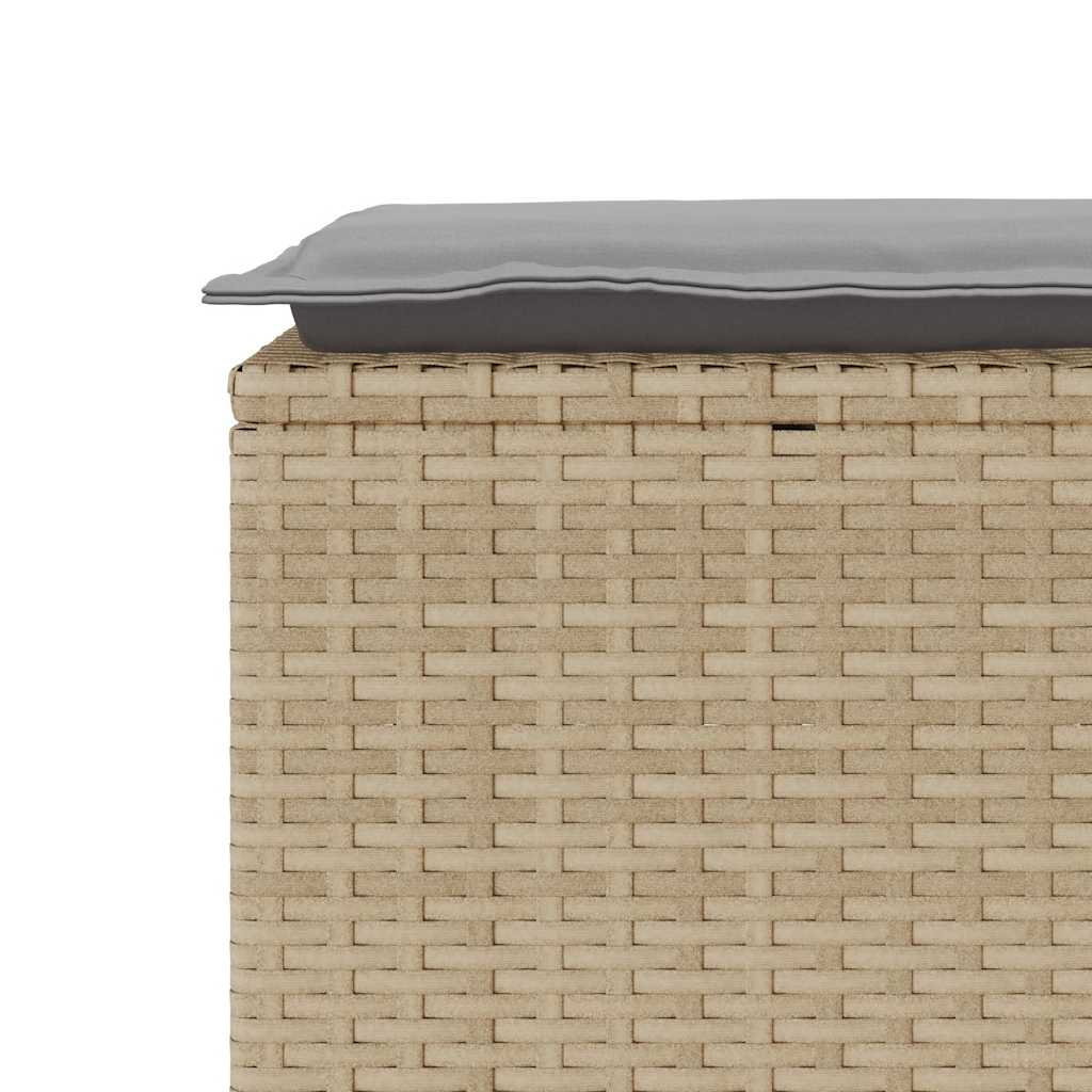 Tuinbank met kussen 110x40x44 cm poly rattan beige