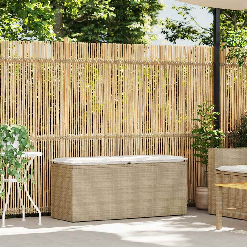 Tuinbank met kussen 110x40x44 cm poly rattan beige