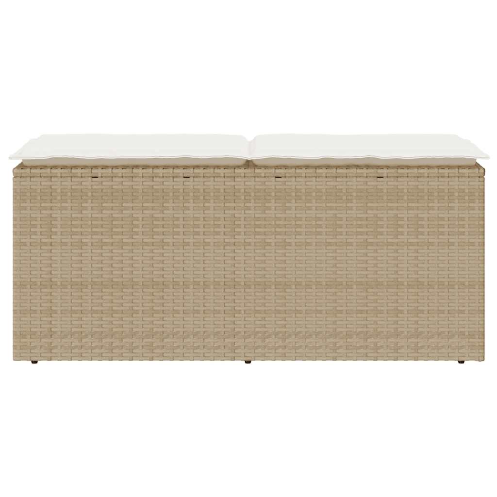 Tuinbank met kussen 110x40x44 cm poly rattan beige