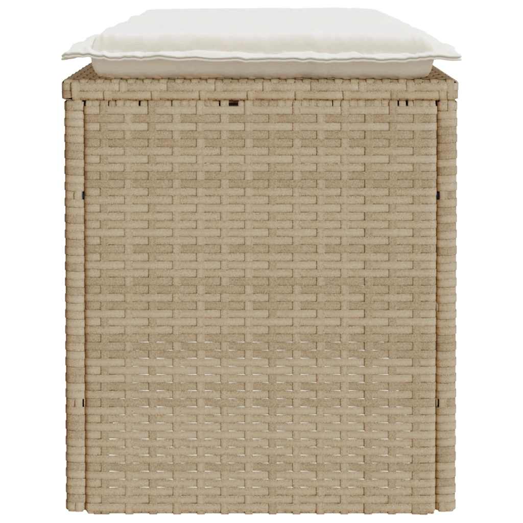 Tuinbank met kussen 110x40x44 cm poly rattan beige