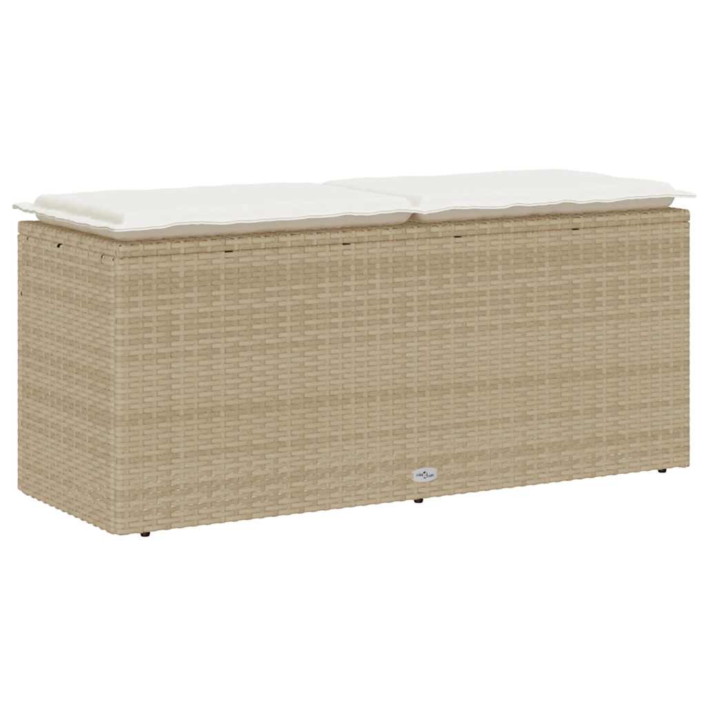 Tuinbank met kussen 110x40x44 cm poly rattan beige