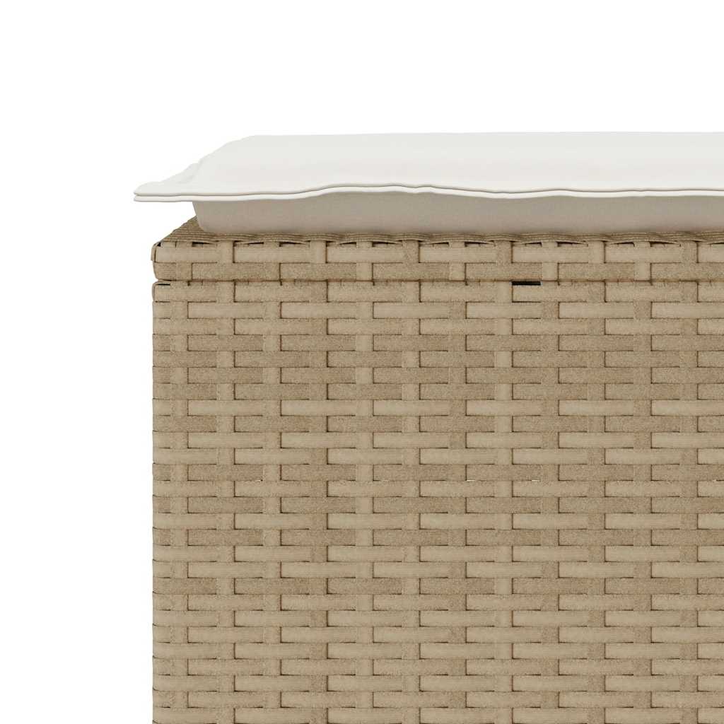 Tuinbank met kussen 110x40x44 cm poly rattan beige