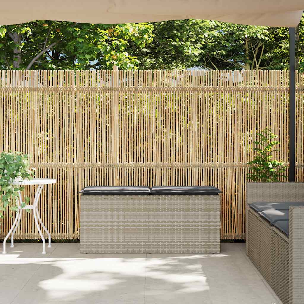 Tuinbank met kussen 110x40x44 cm poly rattan lichtgrijs