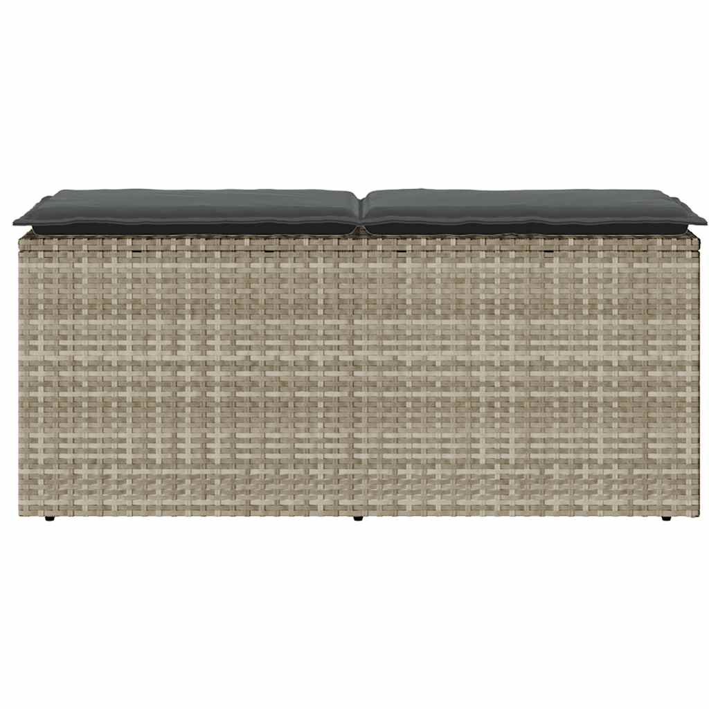 Tuinbank met kussen 110x40x44 cm poly rattan lichtgrijs