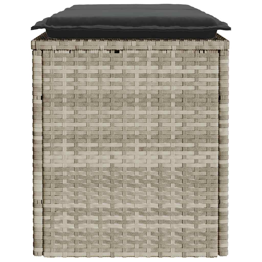 Tuinbank met kussen 110x40x44 cm poly rattan lichtgrijs