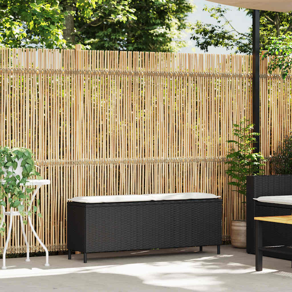 Tuinbank met kussen 110x30x40,5 cm poly rattan zwart