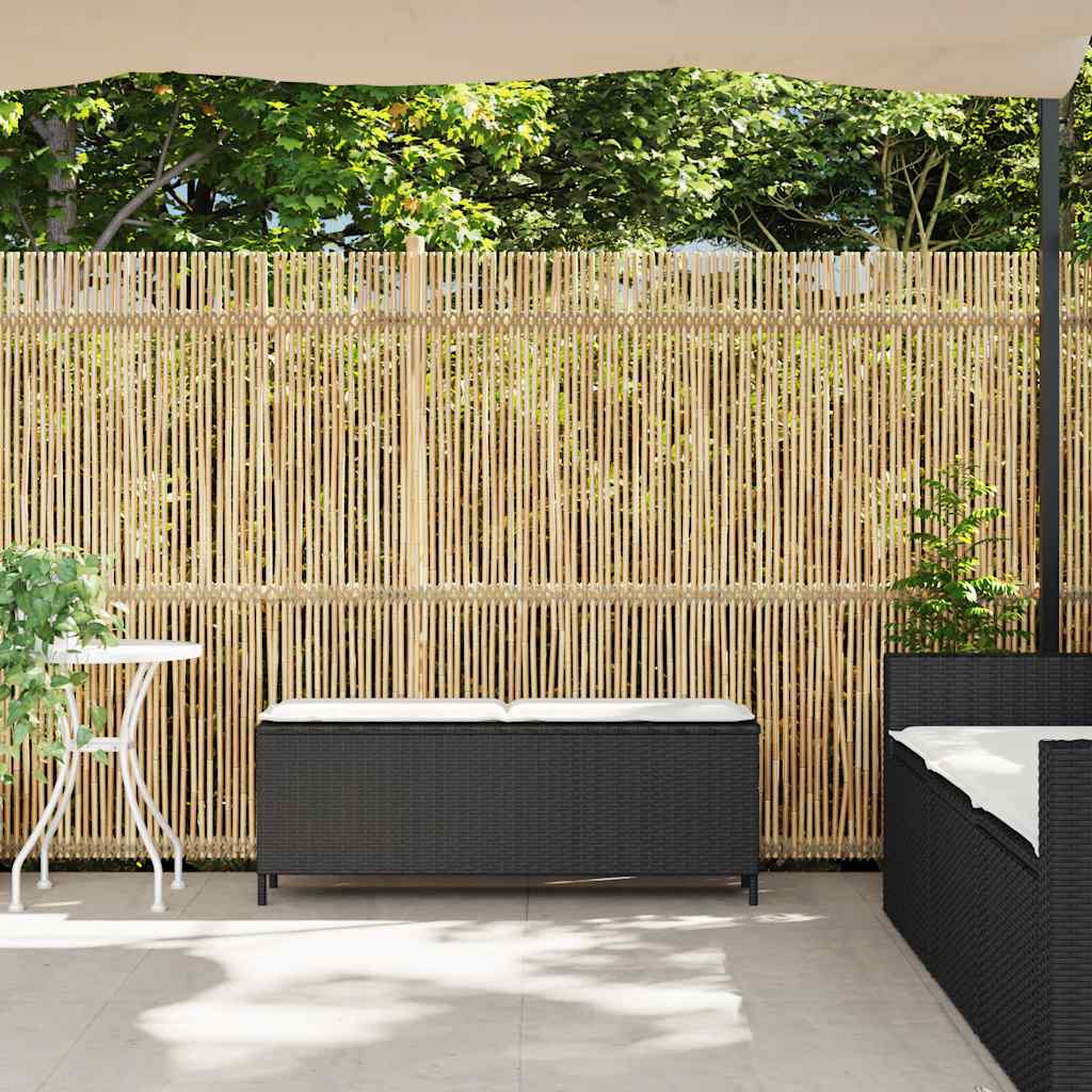 Tuinbank met kussen 110x30x40,5 cm poly rattan zwart