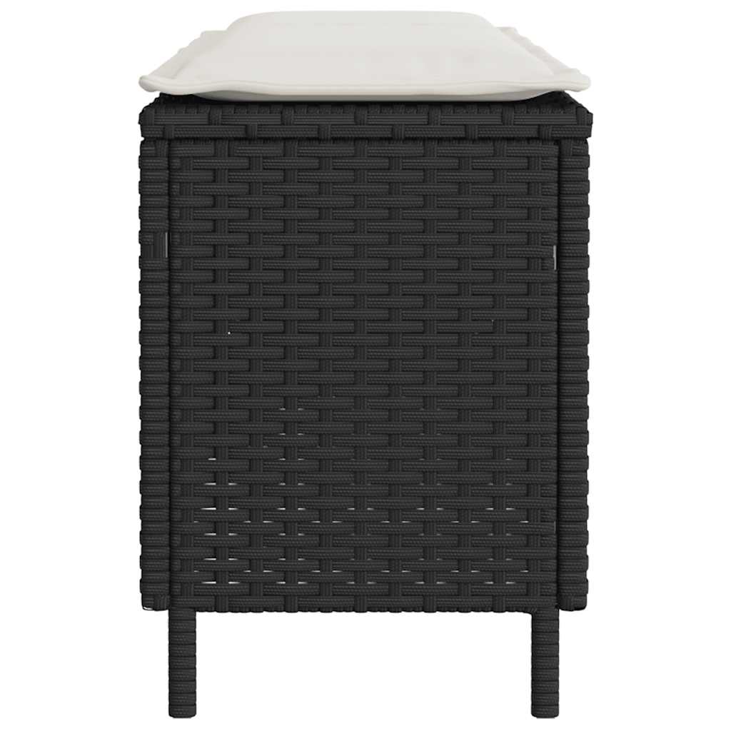 Tuinbank met kussen 110x30x40,5 cm poly rattan zwart