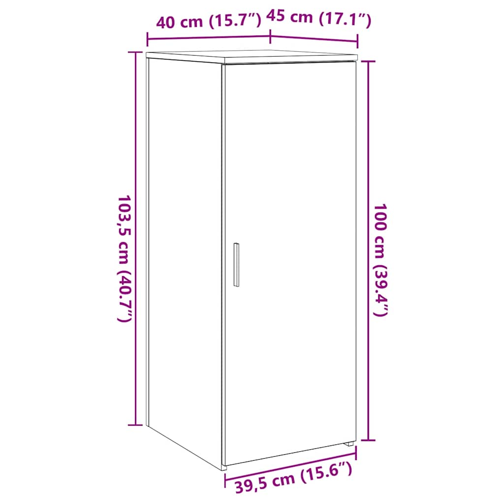 Opbergkast 40x45x103,5 cm bewerkt hout wit