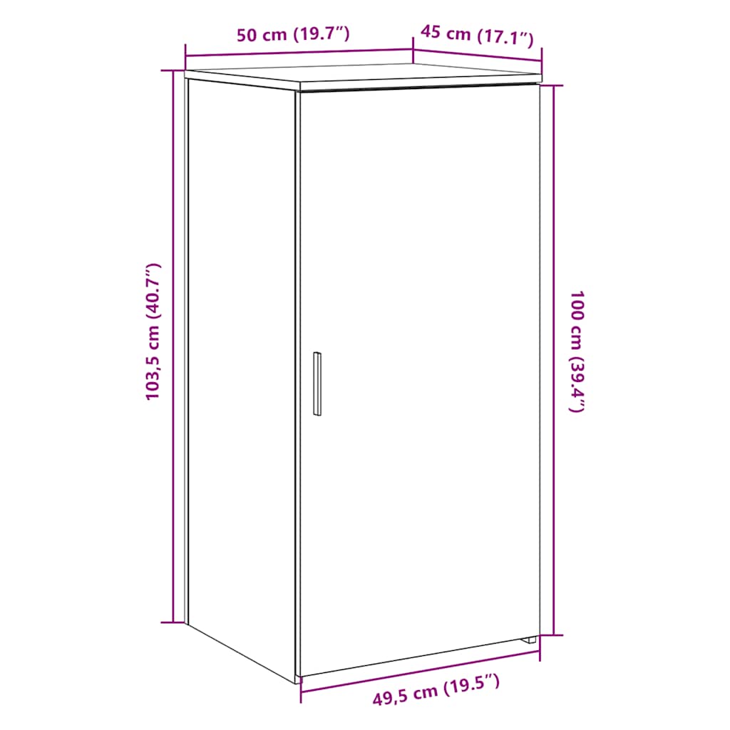 Opbergkast 50x45x103,5 cm bewerkt hout wit