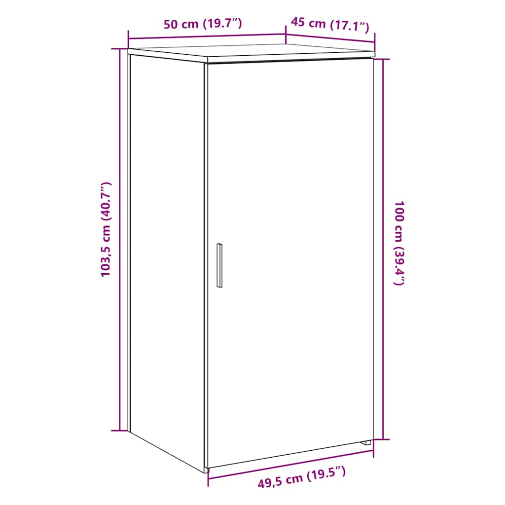 Opbergkast 50x45x103,5 cm bewerkt hout sonoma eikenkleurig