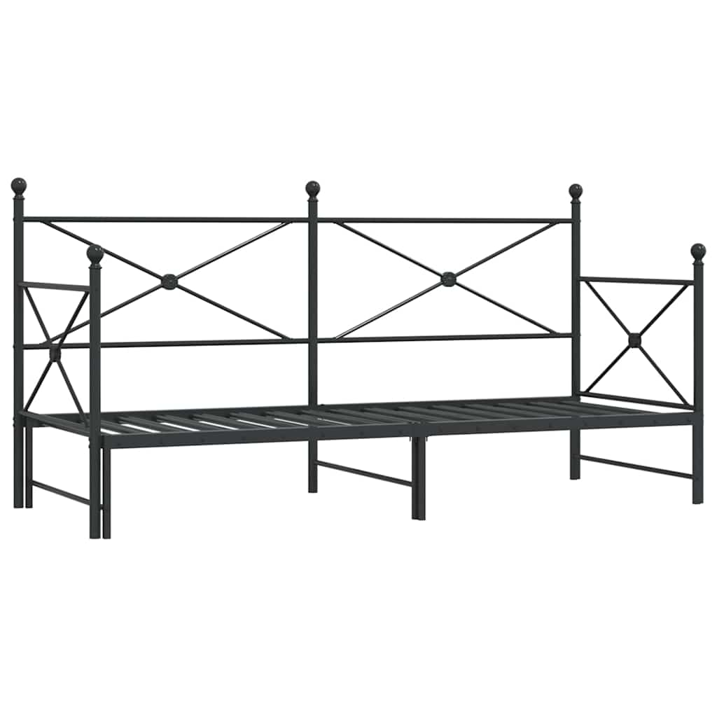 Slaapbank met onderschuifbed zonder matras 75x190cm staal zwart