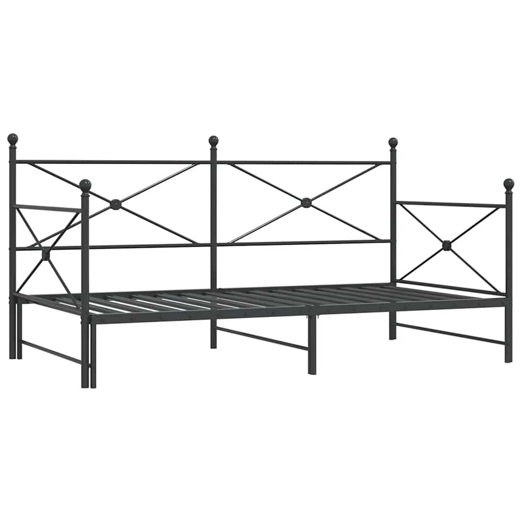 Slaapbank onderschuifbed zonder matras 100x190 cm staal zwart