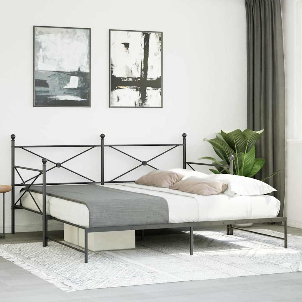 Slaapbank onderschuifbed zonder matras 100x190 cm staal zwart