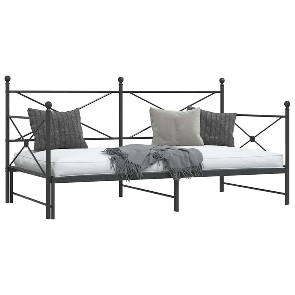 Slaapbank onderschuifbed zonder matras 100x190 cm staal zwart