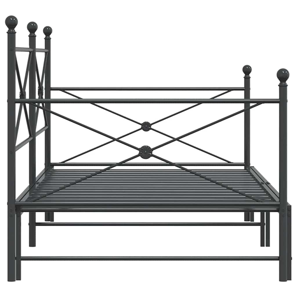 Slaapbank onderschuifbed zonder matras 100x190 cm staal zwart