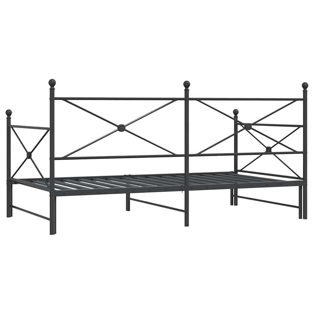 Slaapbank onderschuifbed zonder matras 100x190 cm staal zwart