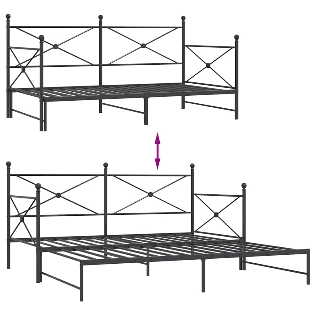 Slaapbank onderschuifbed zonder matras 100x190 cm staal zwart