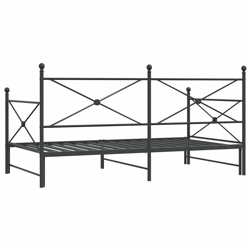 Slaapbank onderschuifbed zonder matras 100x200 cm staal zwart