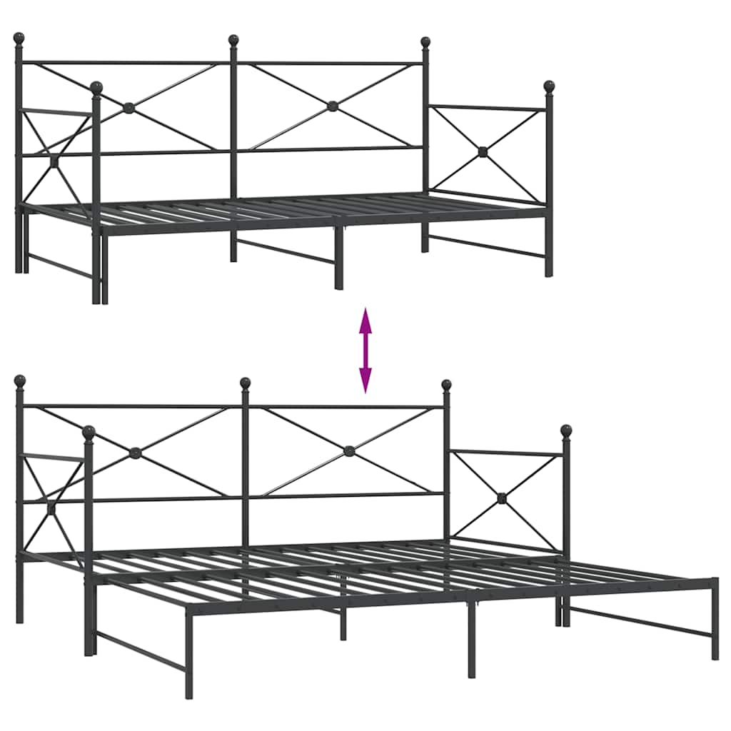 Slaapbank onderschuifbed zonder matras 100x200 cm staal zwart