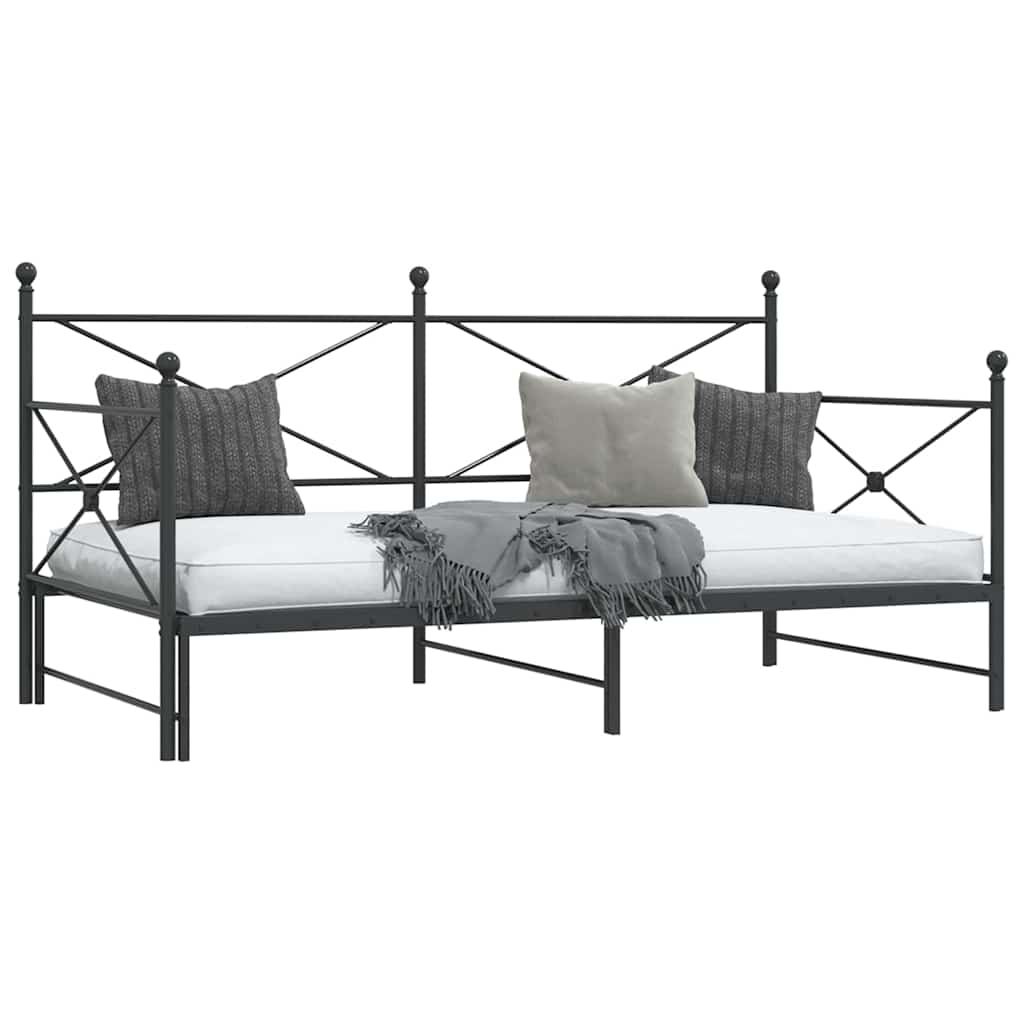 Slaapbank onderschuifbed zonder matras 107x203 cm staal zwart