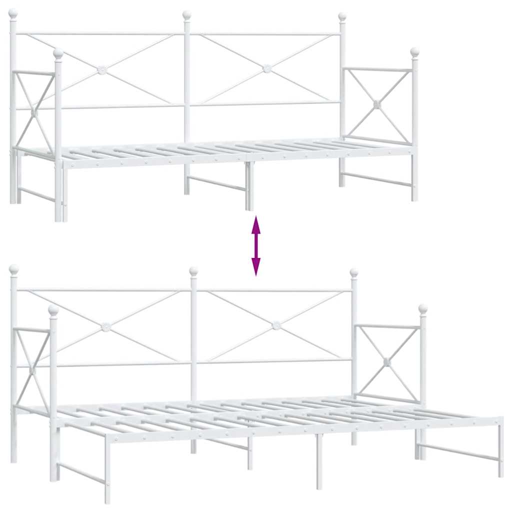 Slaapbank met onderschuifbed zonder matras 80x200 cm staal wit