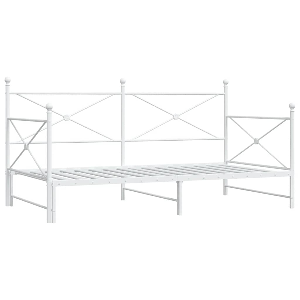 Slaapbank met onderschuifbed zonder matras 100x190 cm staal wit