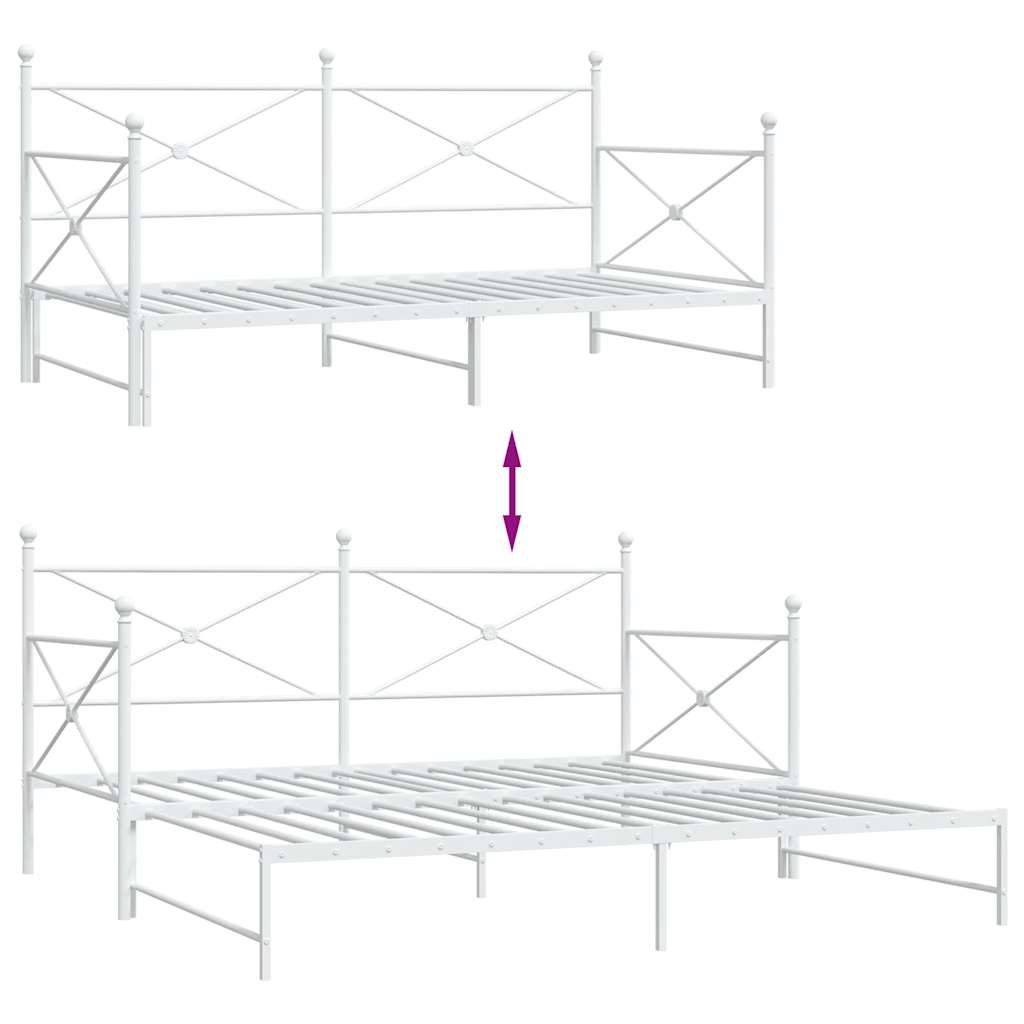 Slaapbank met onderschuifbed zonder matras 100x190 cm staal wit