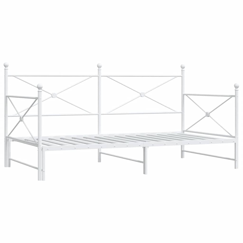 Slaapbank met onderschuifbed zonder matras 100x200 cm staal wit