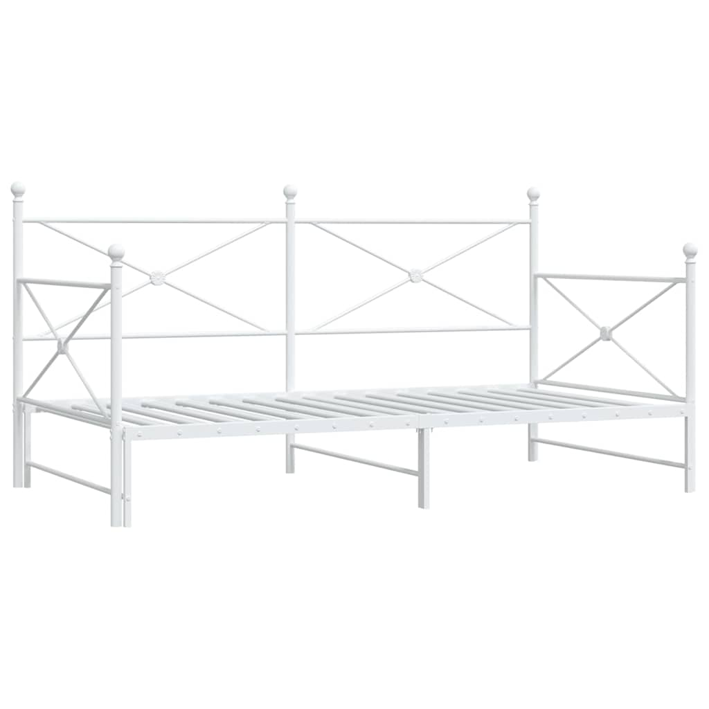 Slaapbank met onderschuifbed zonder matras 107x203 cm staal wit