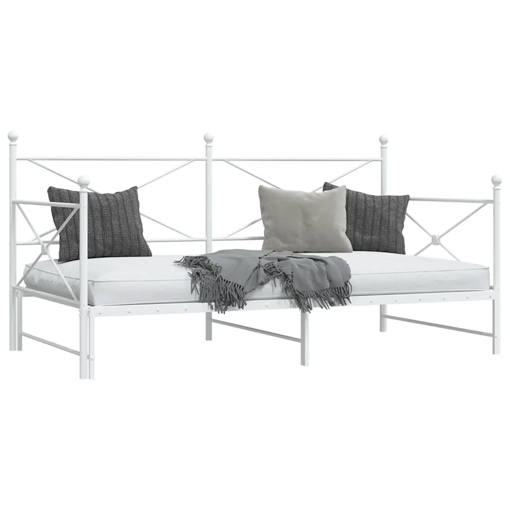 Slaapbank met onderschuifbed zonder matras 107x203 cm staal wit