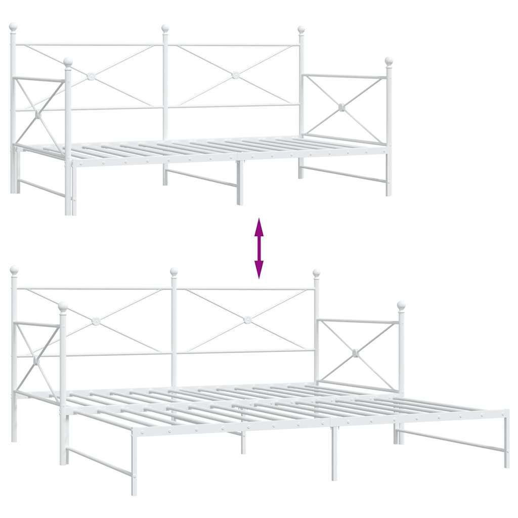 Slaapbank met onderschuifbed zonder matras 107x203 cm staal wit