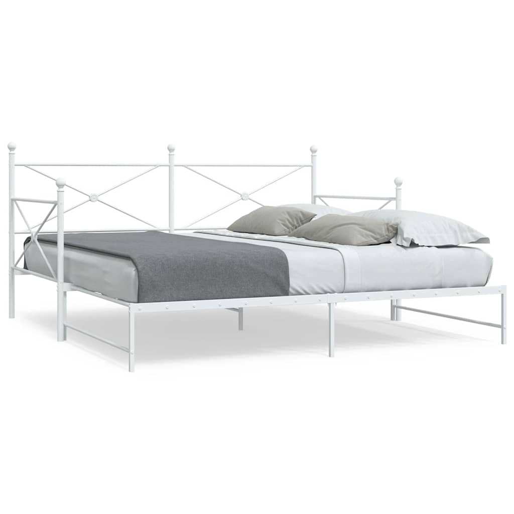 Slaapbank met onderschuifbed zonder matras 107x203 cm staal wit