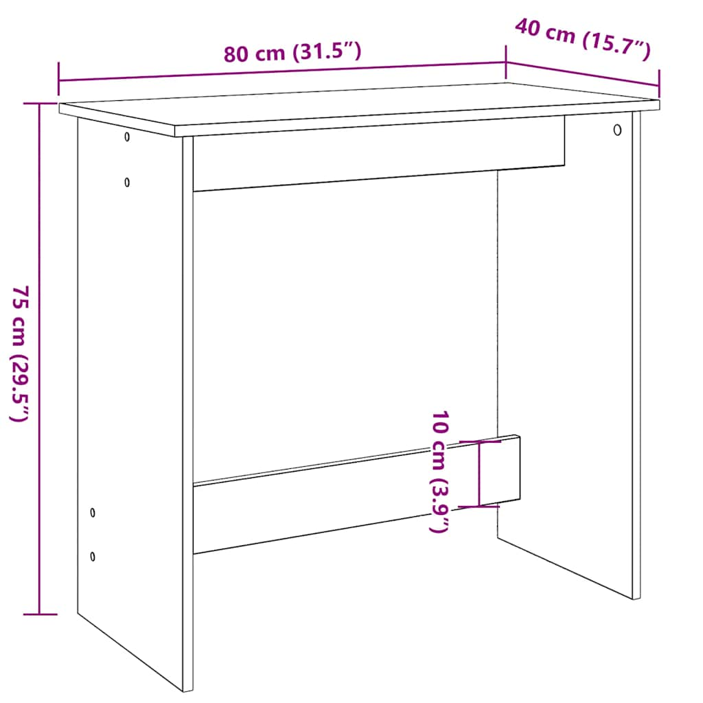 Bureau 80x40x75 cm bewerkt hout wit