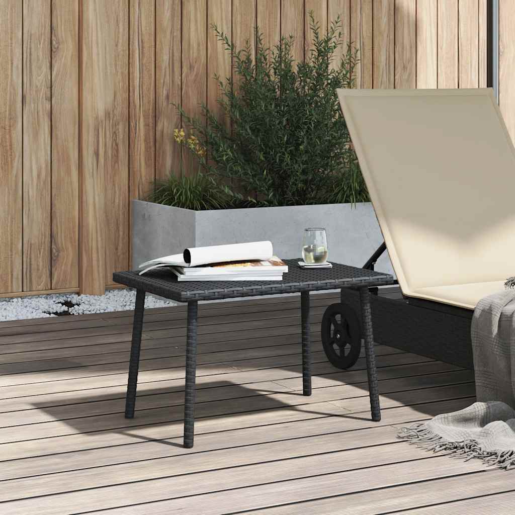 Tuin salontafel rechthoekig 60x40x37 cm poly rattan zwart