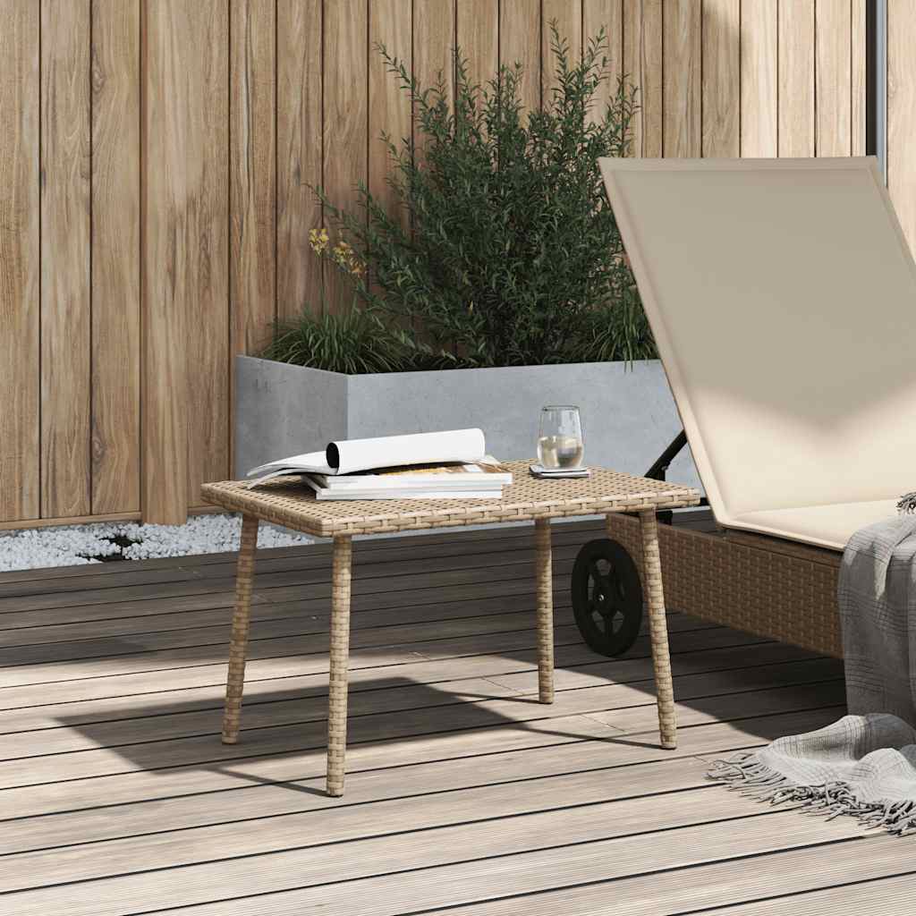 Tuin salontafel rechthoekig 60x40x37 cm poly rattan beige