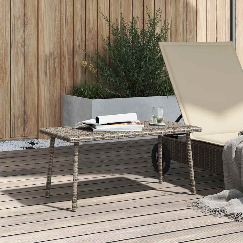 Tuin salontafel rechthoekig 80x40x37 cm poly rattan grijs