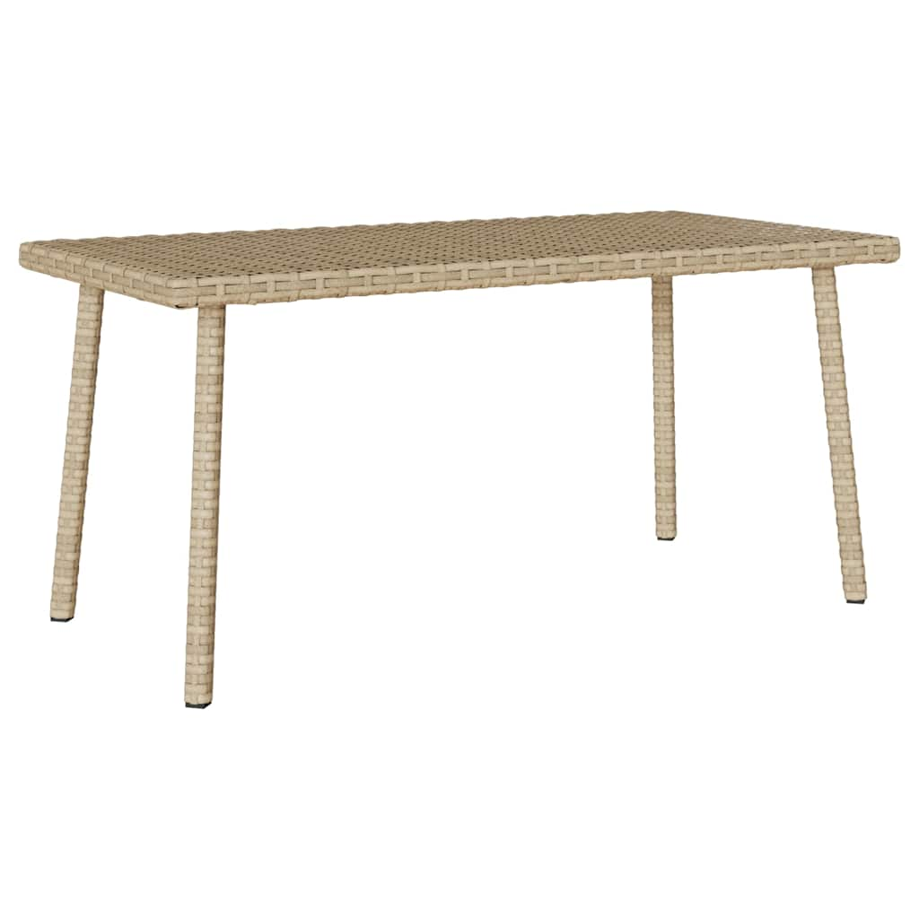 Tuin salontafel rechthoekig 80x40x37 cm poly rattan beige