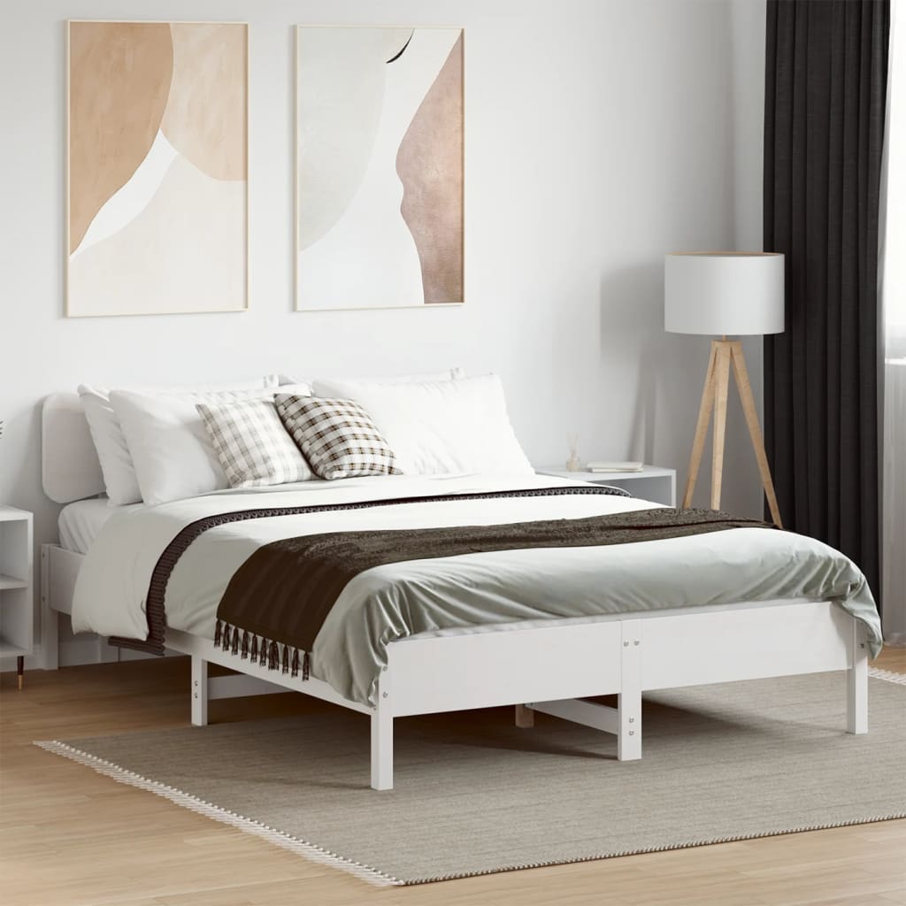 Bedframe zonder matras massief grenenhout wit 140x190 cm Bedden & bedframes | Creëer jouw Trendy Thuis | Gratis bezorgd & Retour | Trendy.nl