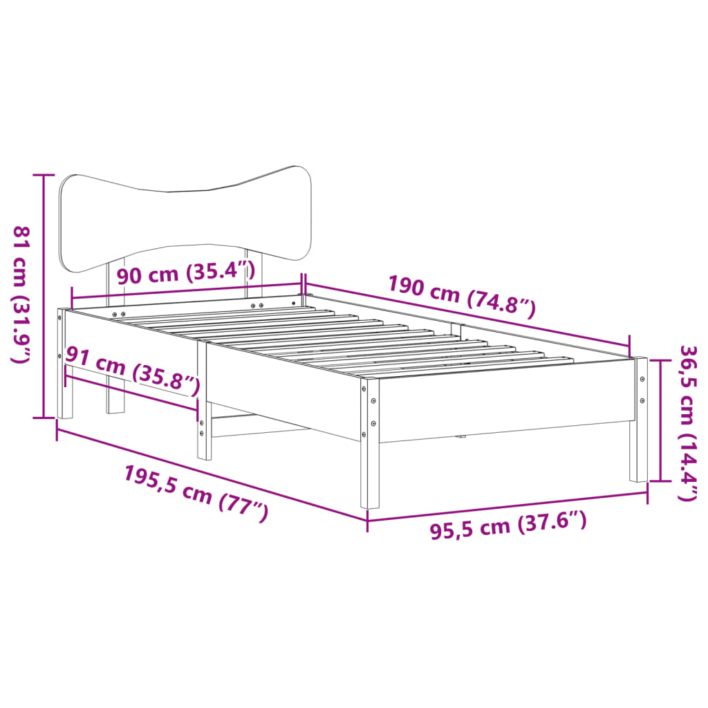 Bedframe zonder matras massief grenenhout 90x190 cm Bedden & bedframes | Creëer jouw Trendy Thuis | Gratis bezorgd & Retour | Trendy.nl