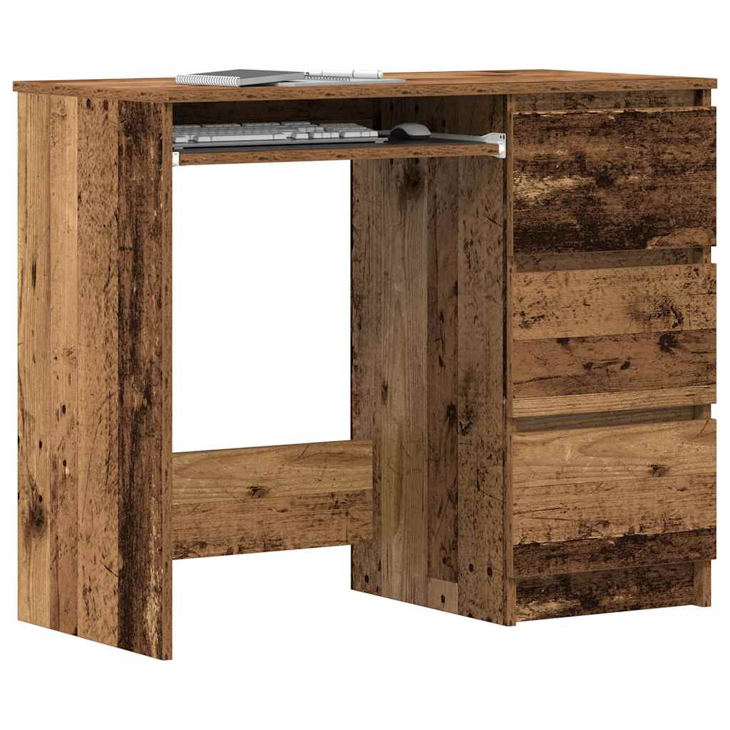 Bureau 90x45x76 cm bewerkt hout oud houtkleurig