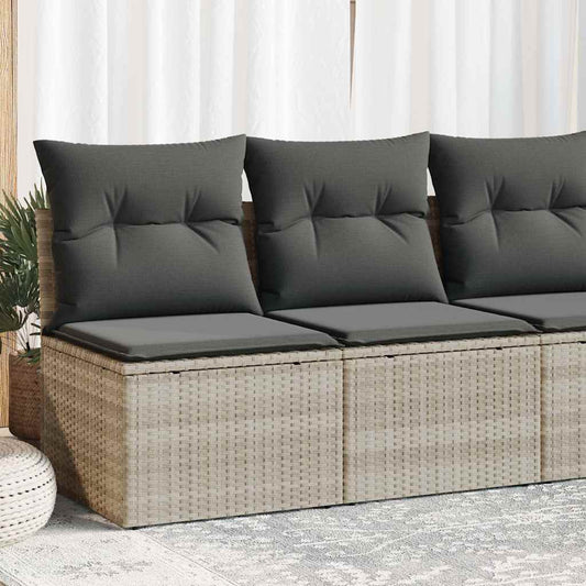 4-delige Loungeset met kussens poly rattan acacia lichtgrijs