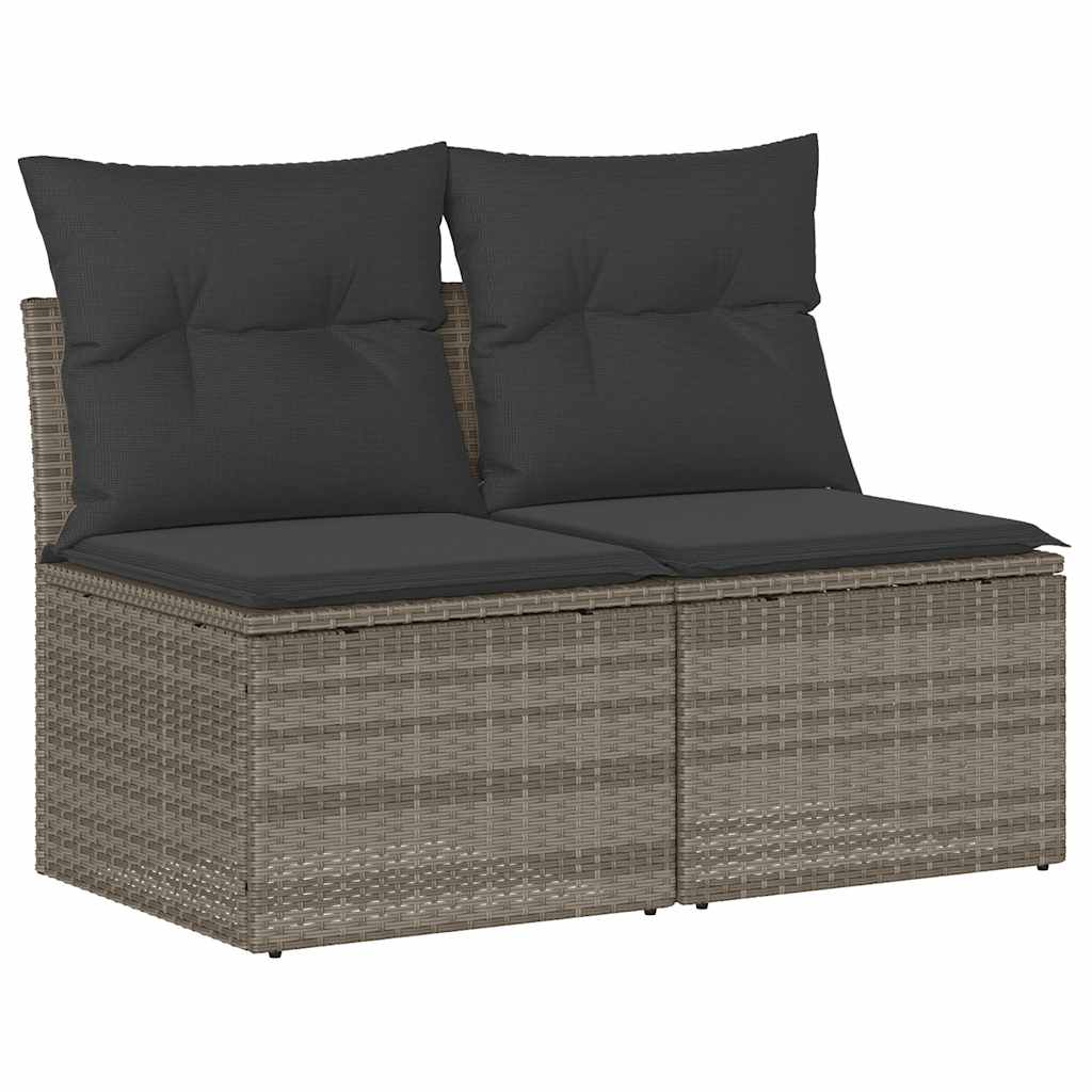 4-delige Loungeset met kussens poly rattan acacia lichtgrijs