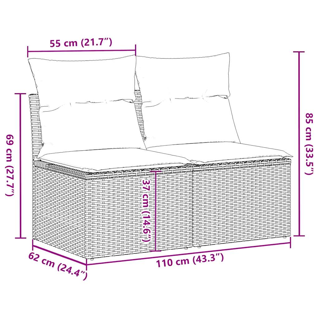 4-delige Loungeset met kussens poly rattan acacia lichtgrijs