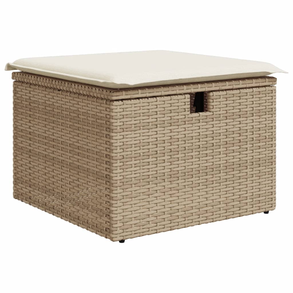 4-delige Loungeset met kussens poly rattan beige